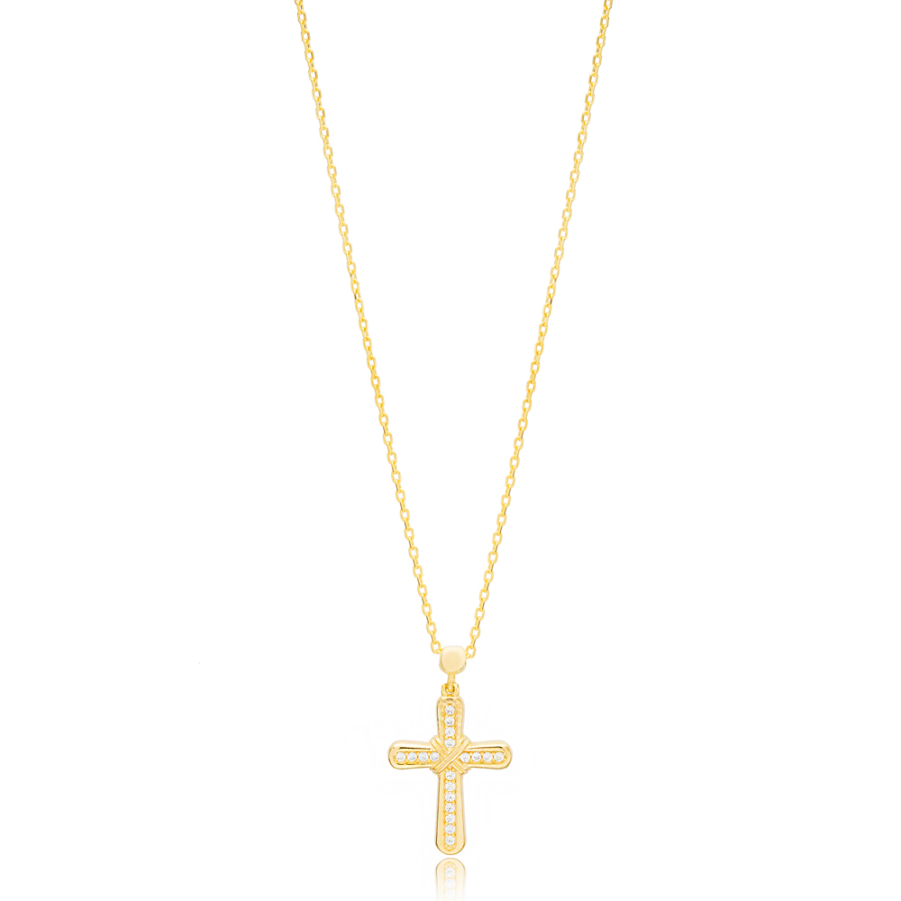 Stylish Cross Charm Necklace Wholesale Handmade 925 Sterling Silver For Ladies Religious Jewelry