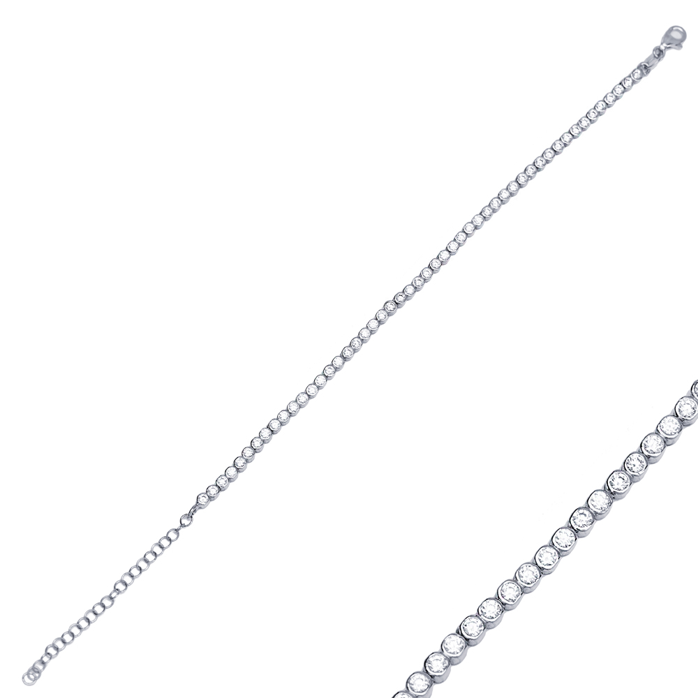 CZ Stone Ø2.5 mm Tennis Bracelet Turkish Wholesale 925 Sterling Silver Jewelry