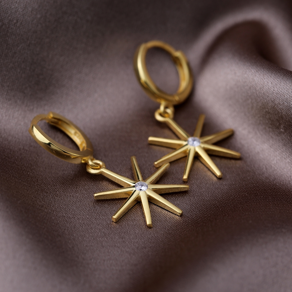Stick Star Shape Turkish Wholesale Handmade 925 Sterling Silver Dangle Woman Earrings