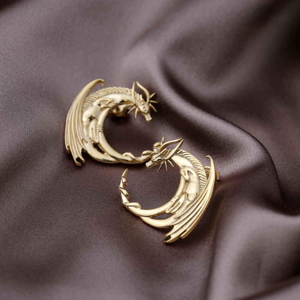 Trendy High Quality Plain Dragon Design Wholesale Handmade Turkish 925 Sterling Silver Stud Earrings