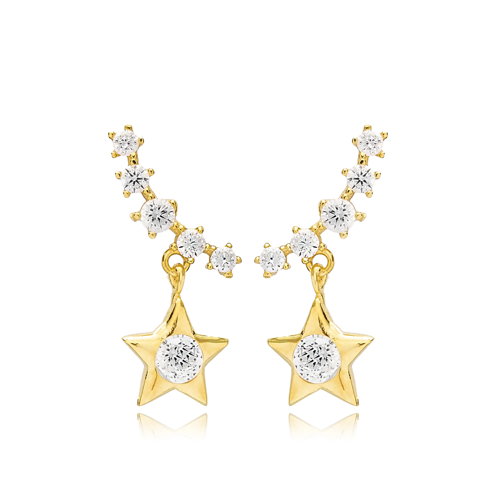 Chic Star Design Stud Earring Wholesale Handcrafted Turkish 925 Silver Sterling Jewelry