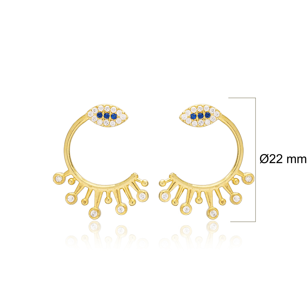 Unique C Design Stud Earring Wholesale Handcrafted Turkish 925 Silver Sterling Jewelry