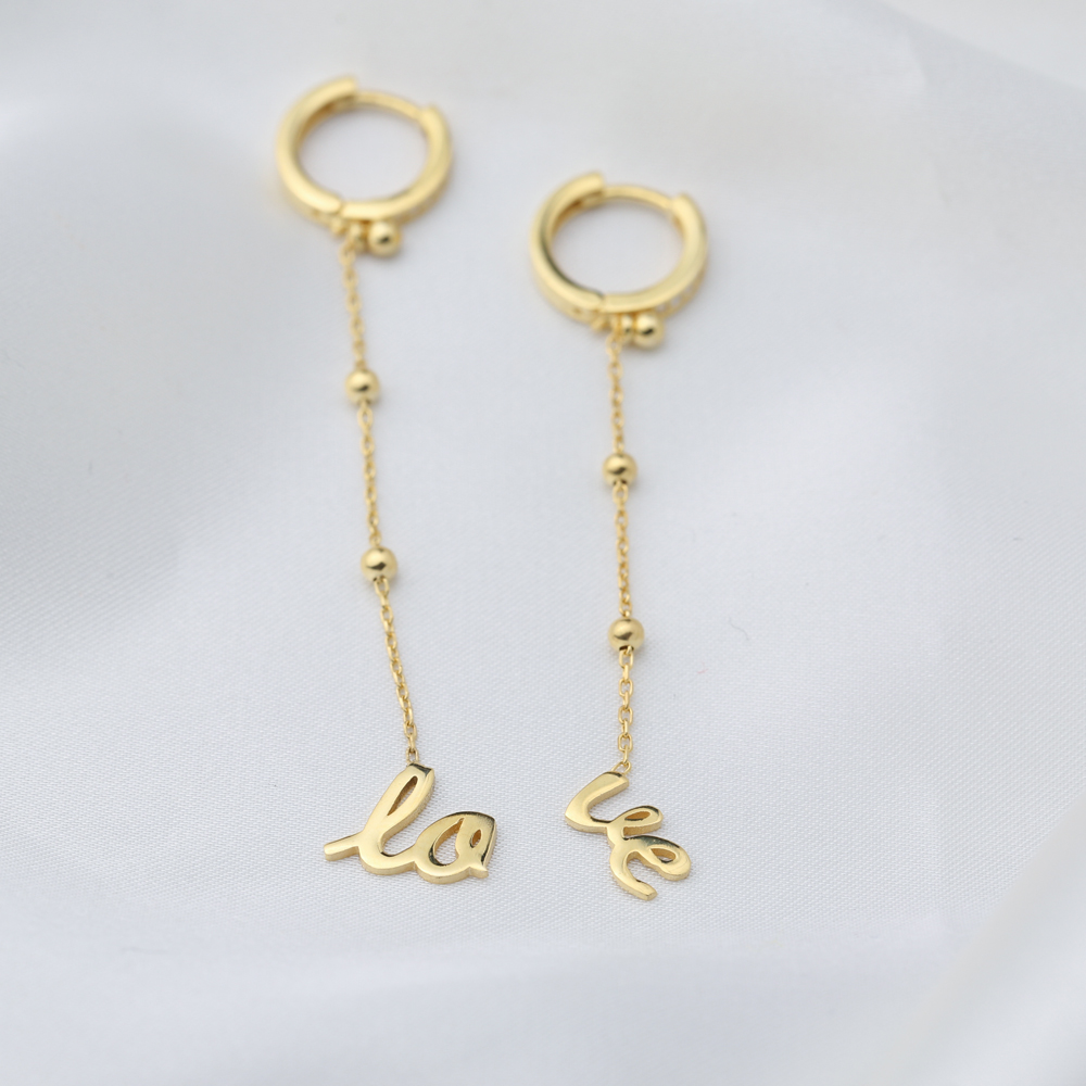 Love Design Dangle Stud Earring Wholesale Handmade Turkish 925 Silver Sterling Jewelry