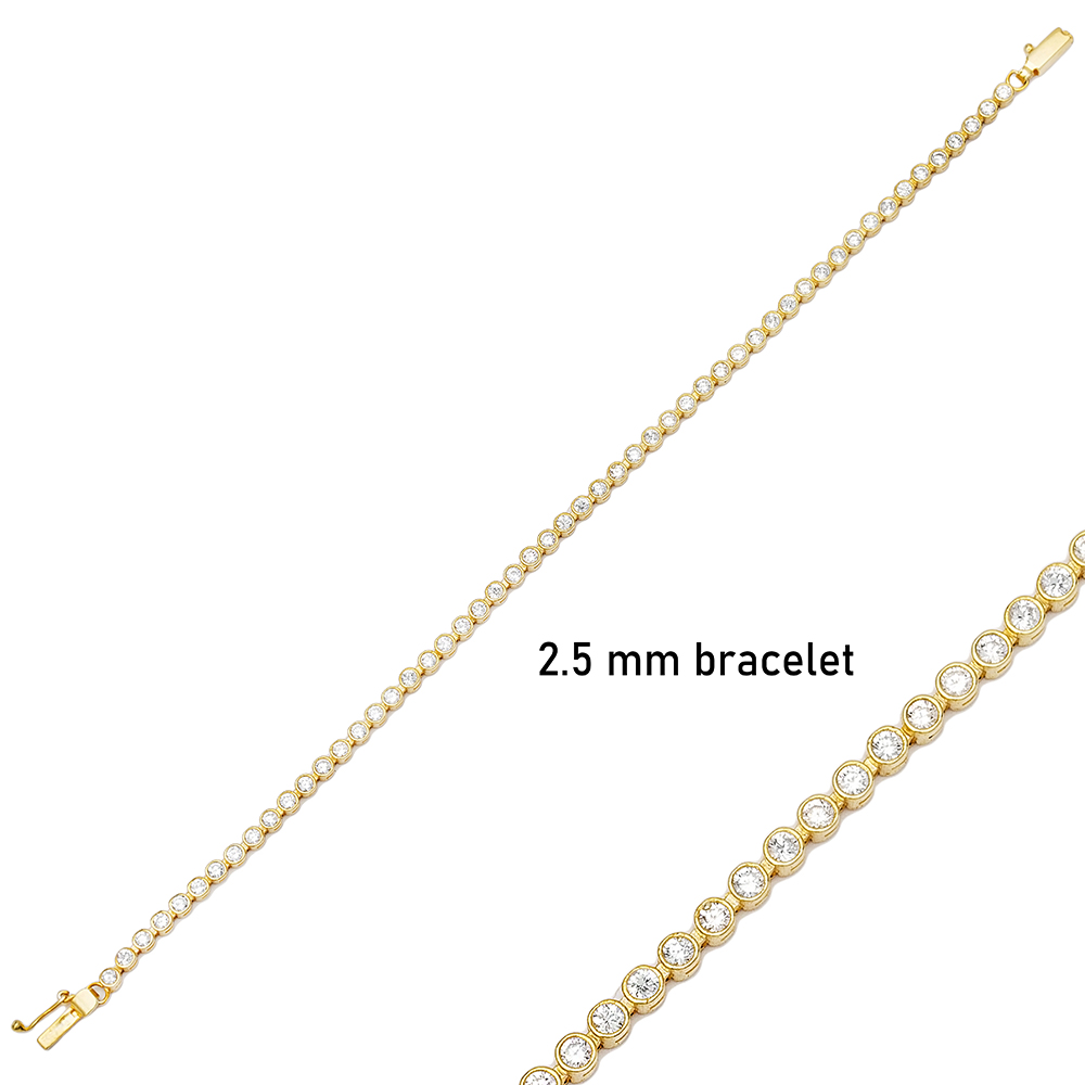Ø2.5 mm CZ Stone Tennis Bracelet Turkish Handcrafted Wholesale 925 Sterling Silver Jewelry