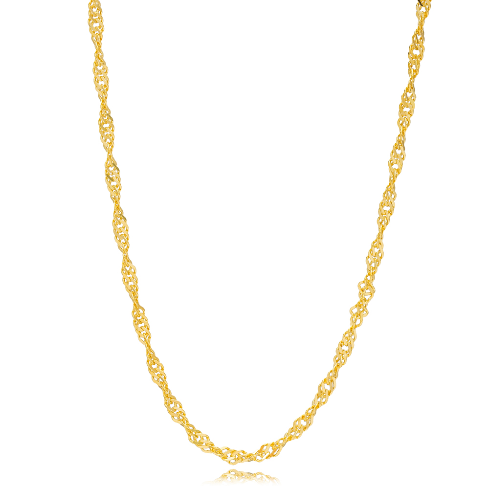 Twist Rope Gold Plated Chain Silver Necklace