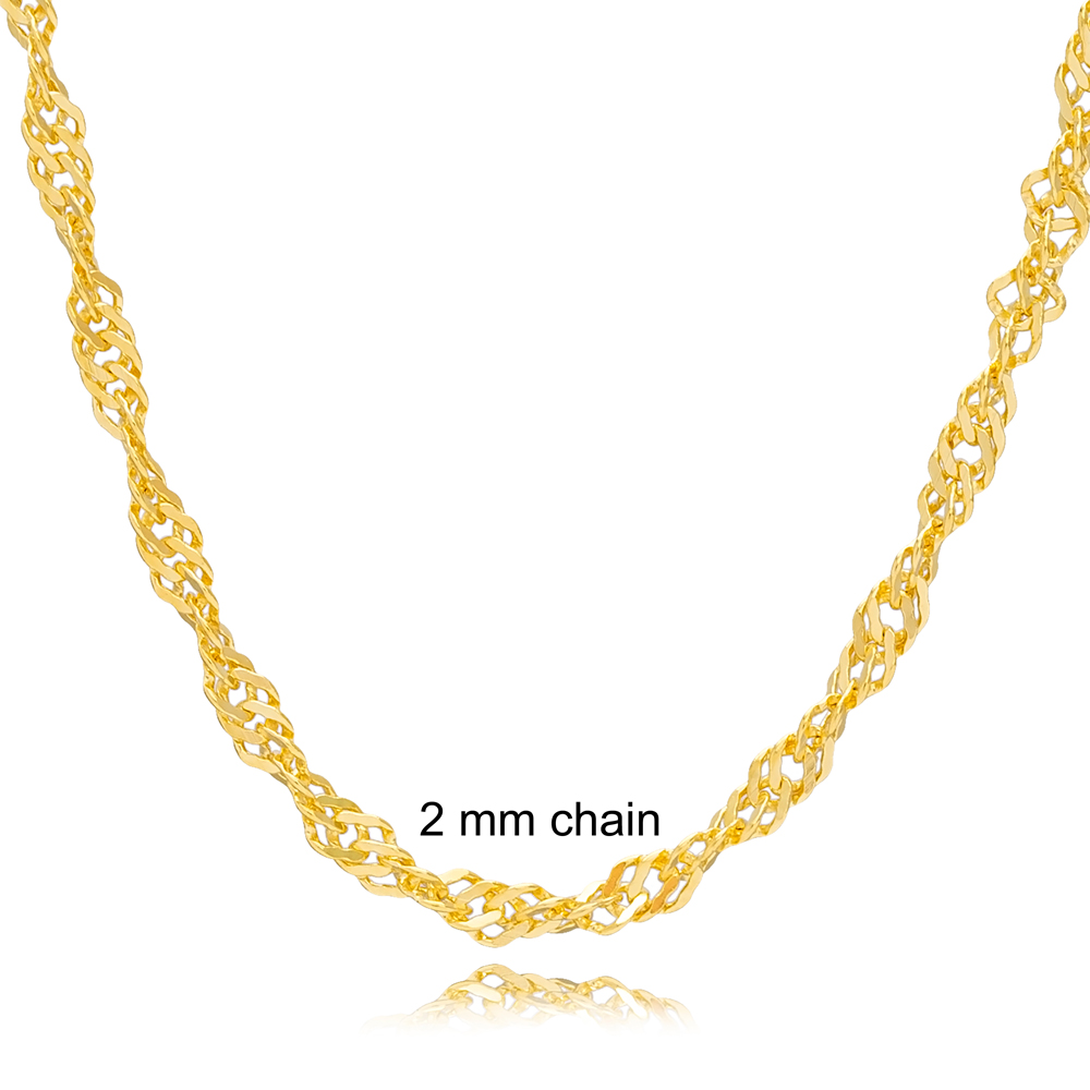Twist Rope Gold Plated Chain Silver Necklace