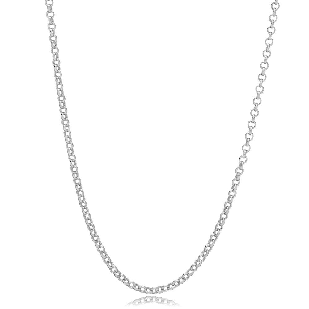 Rolo Rhodium Plated Chain Silver Necklace