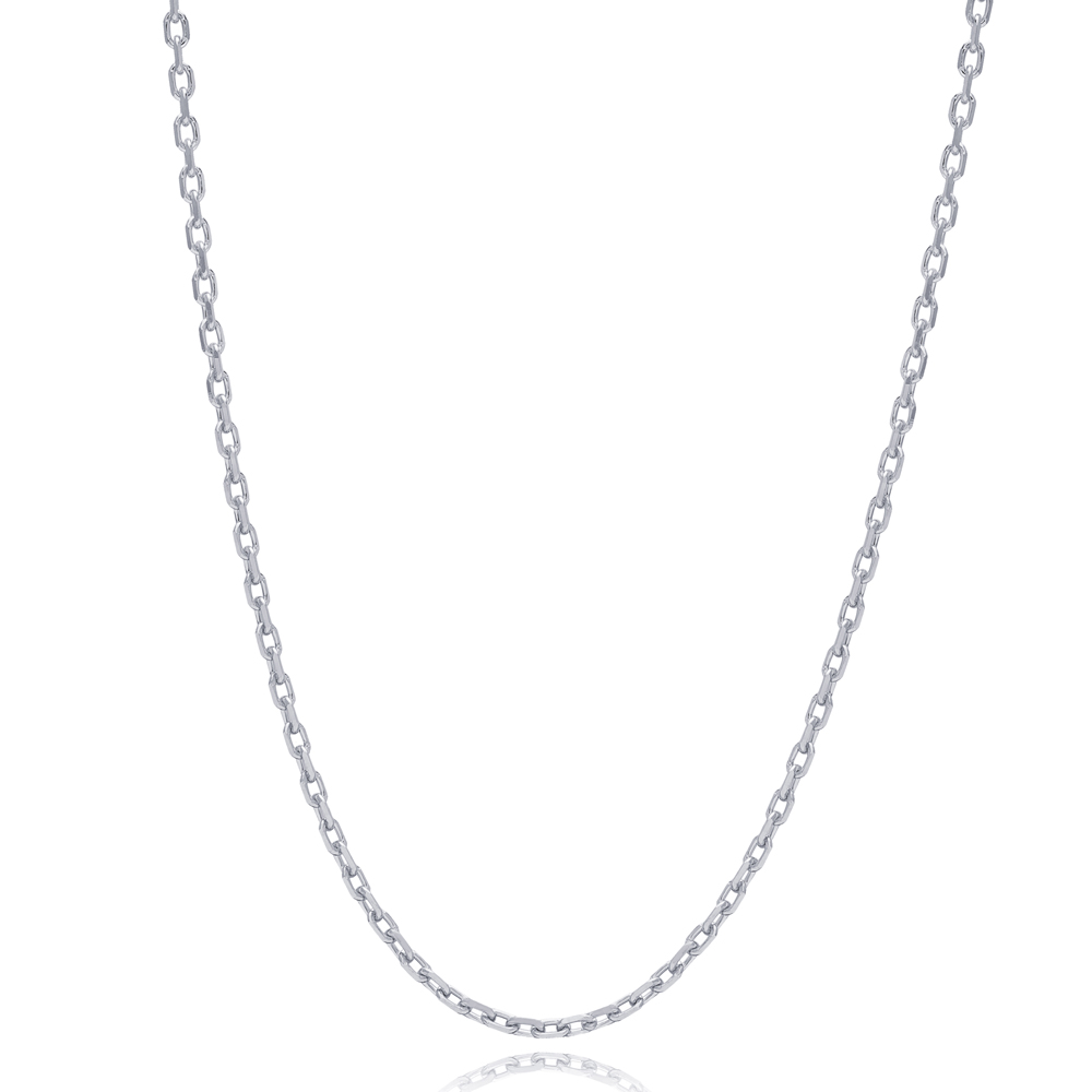 40 Force Rhodium Plated Chain Silver Necklace