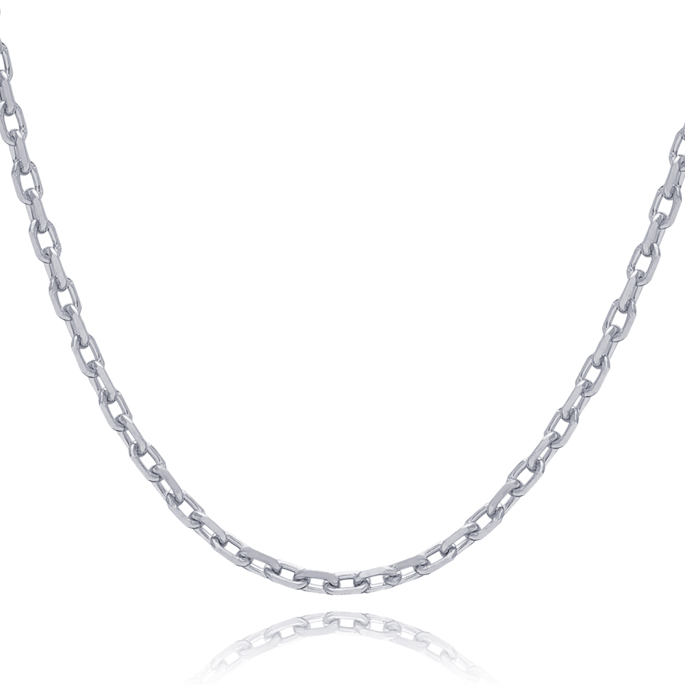 40 Force Rhodium Plated Chain Silver Necklace