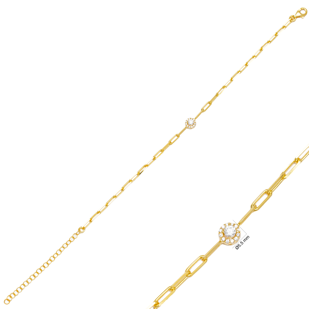 Round Design Elegant Link Chain Wholesale Turkish 925 Sterling Silver Bracelet Jewelry