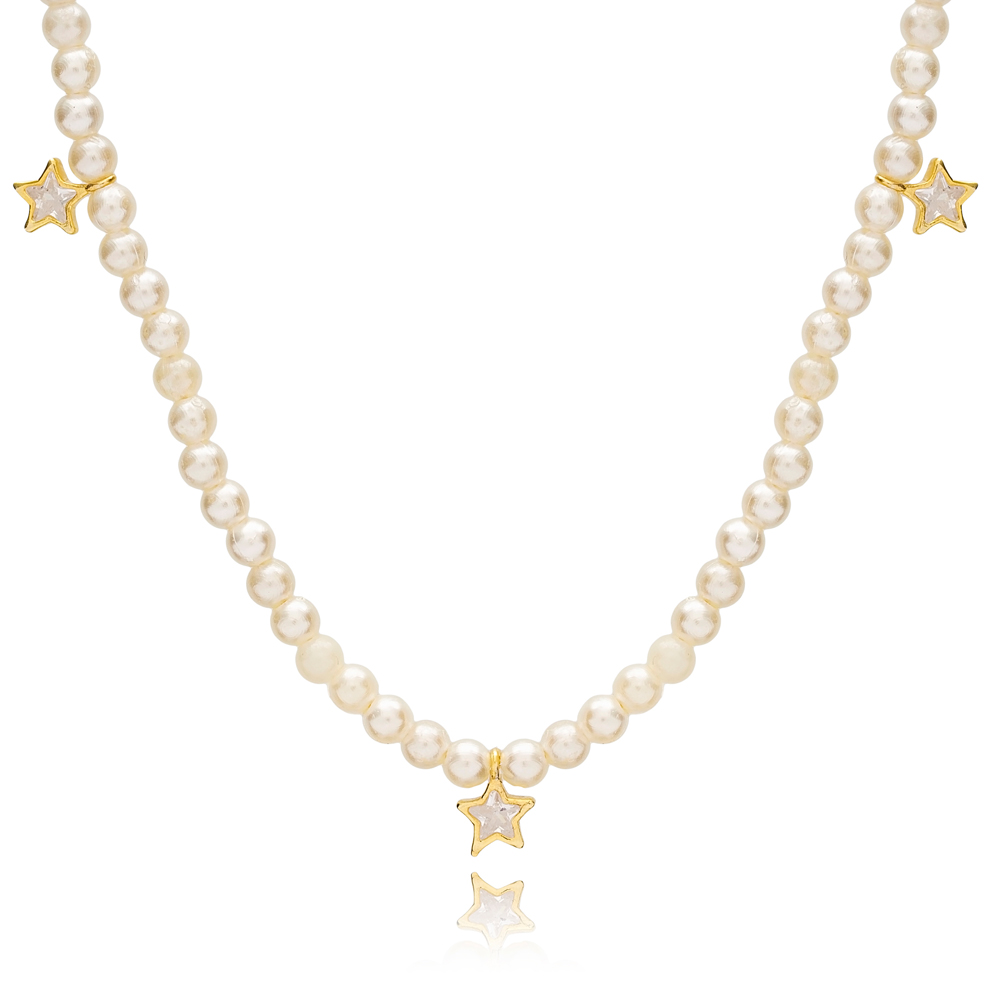 Shiny Star Shape Shaker Pearl Jewelry  Wholesale 925 Sterling Silver Necklace