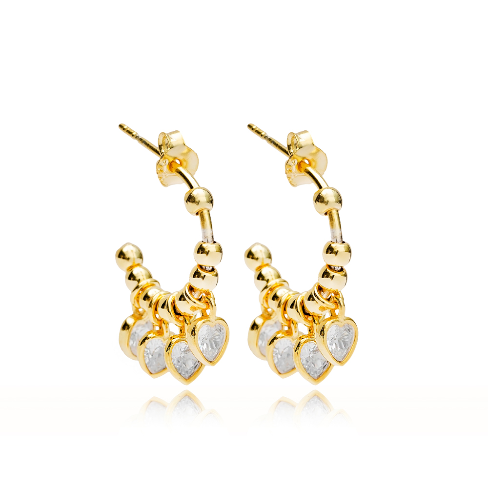 Trendy Love Heart Shape Stud Earrings Wholesale Turkish 925 Silver Sterling Jewelry