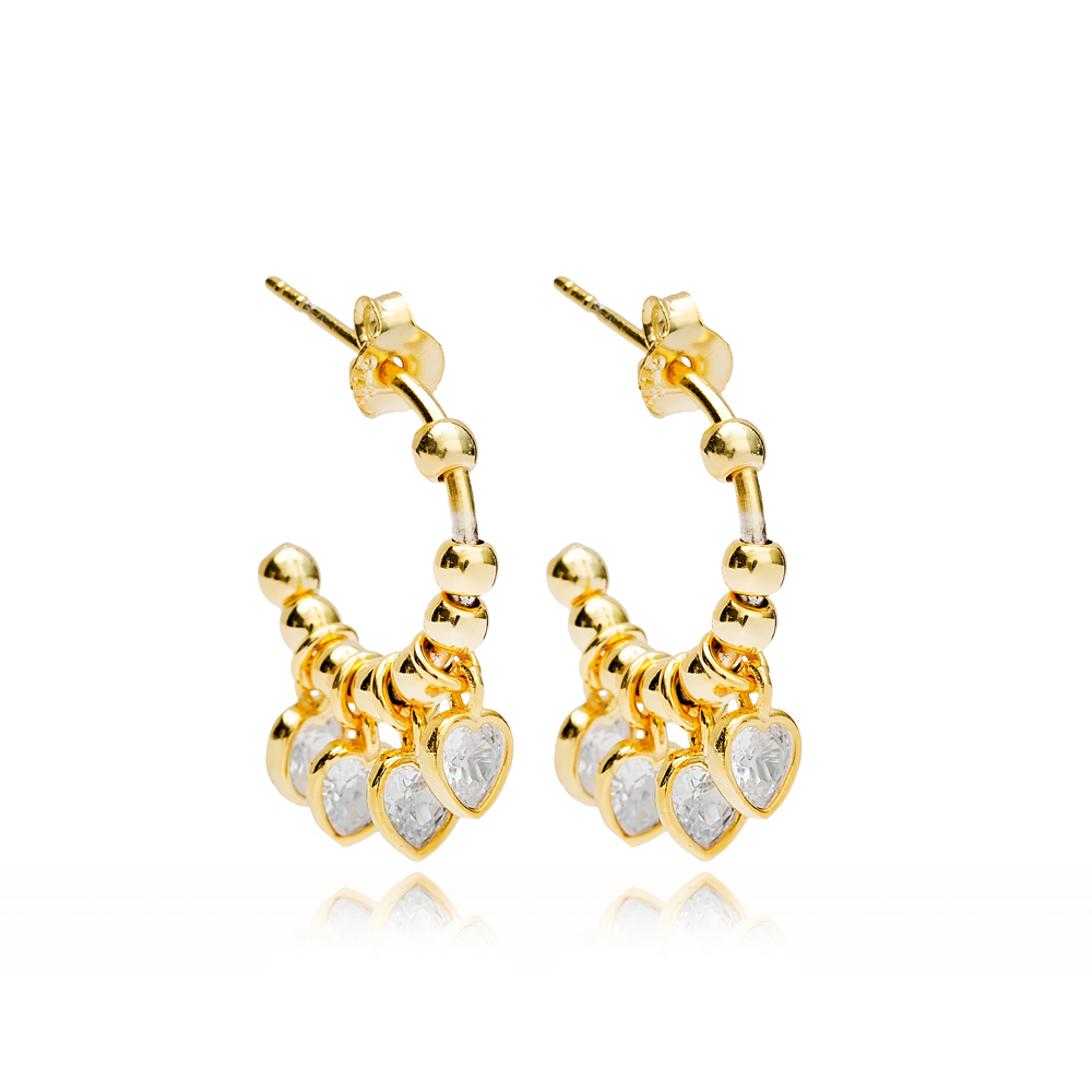 Trendy Love Heart Shape Stud Earrings Wholesale Turkish 925 Silver Sterling Jewelry