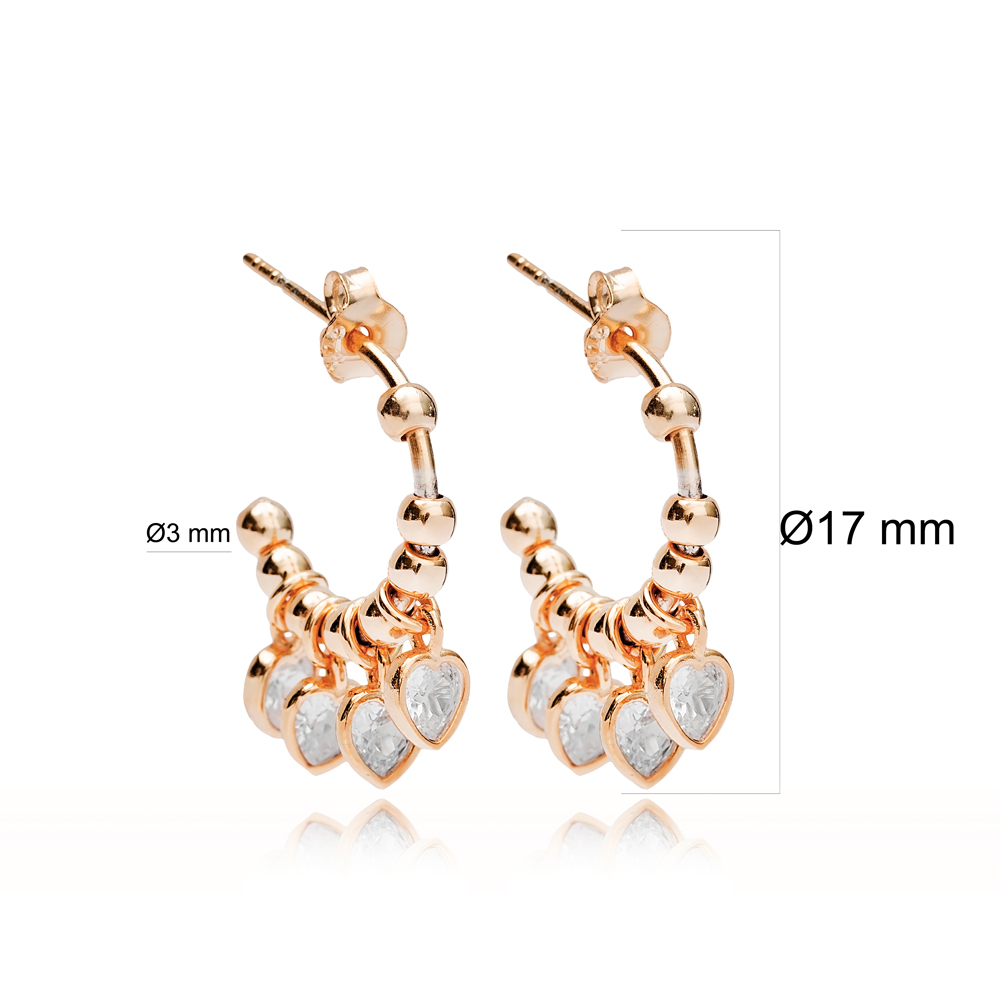 Love Heart Shape Stud Earrings Wholesale Turkish 925 Silver Sterling Jewelry