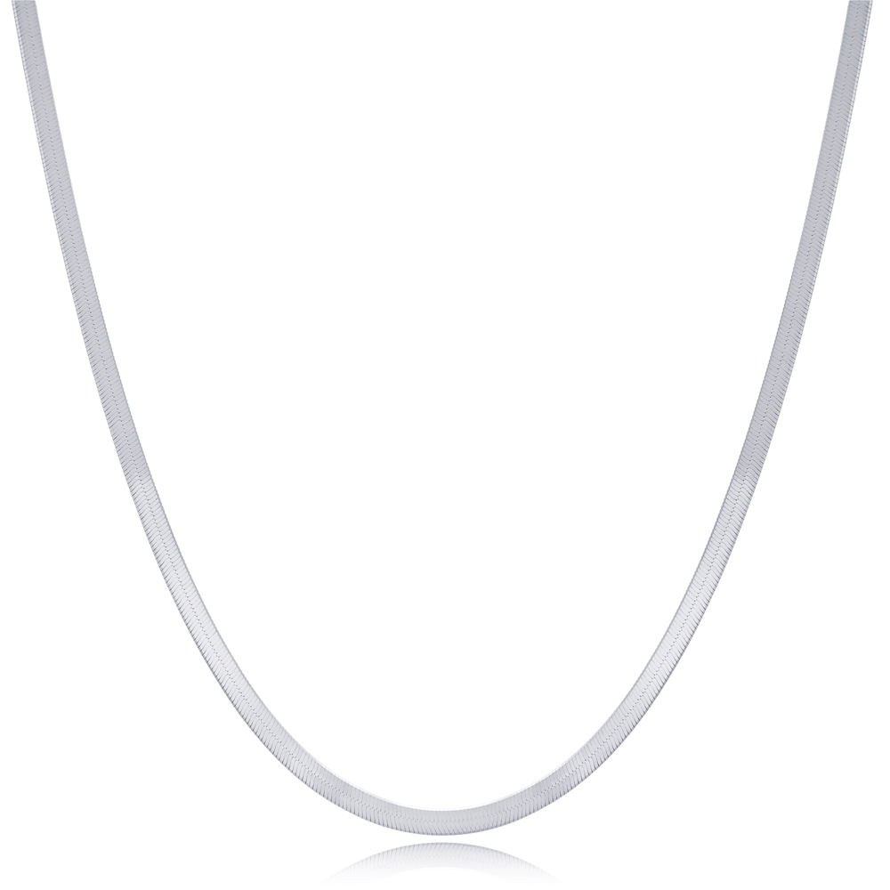 Italian Chain Rhodium Plated Chain Silver Necklace