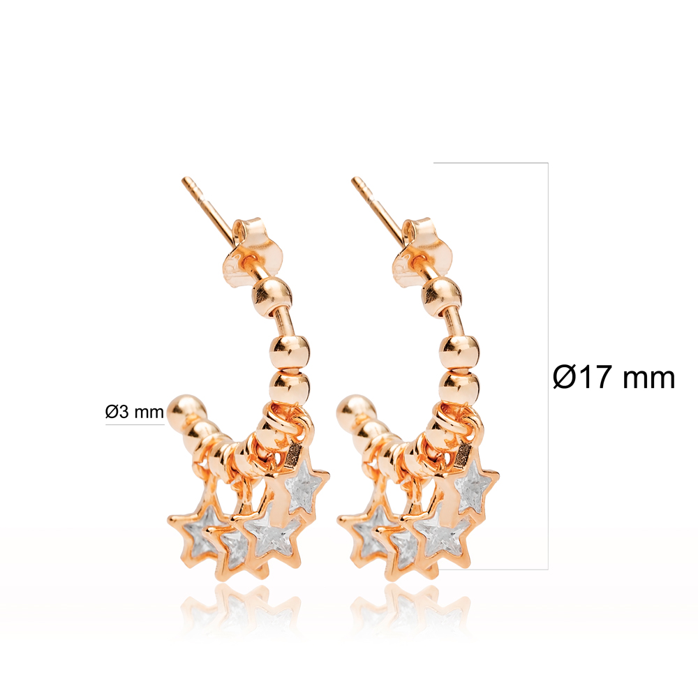 Multi Star Shape Jewelry Wholesale Turkish 925 Silver Sterling Handcrafted Stud Earring