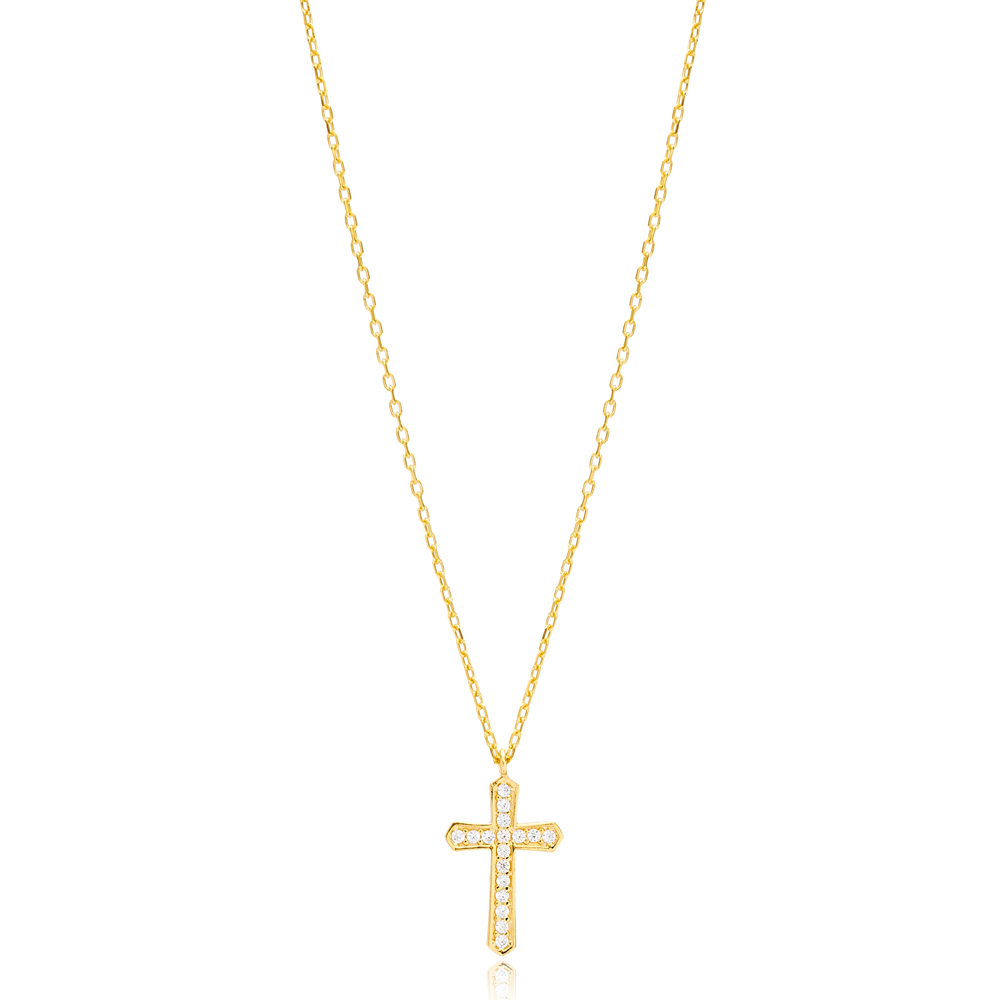 Cross Charm Pendant Necklace Zircon Wholesale Handmade 925 Sterling Silver Jewelry