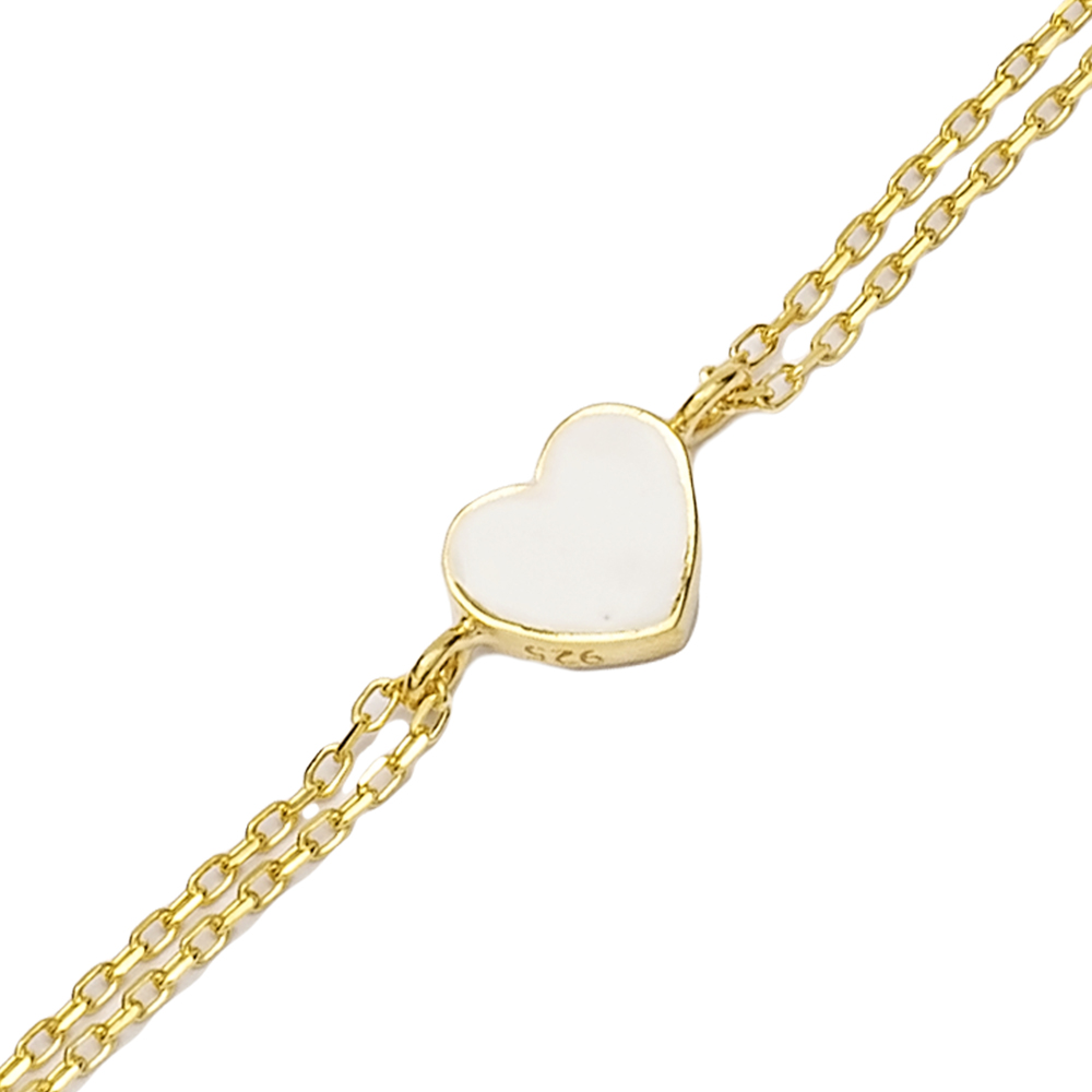 Enamel Dainty Heart Bracelet Wholesale Handcrafted 925 Sterling Silver Jewelry