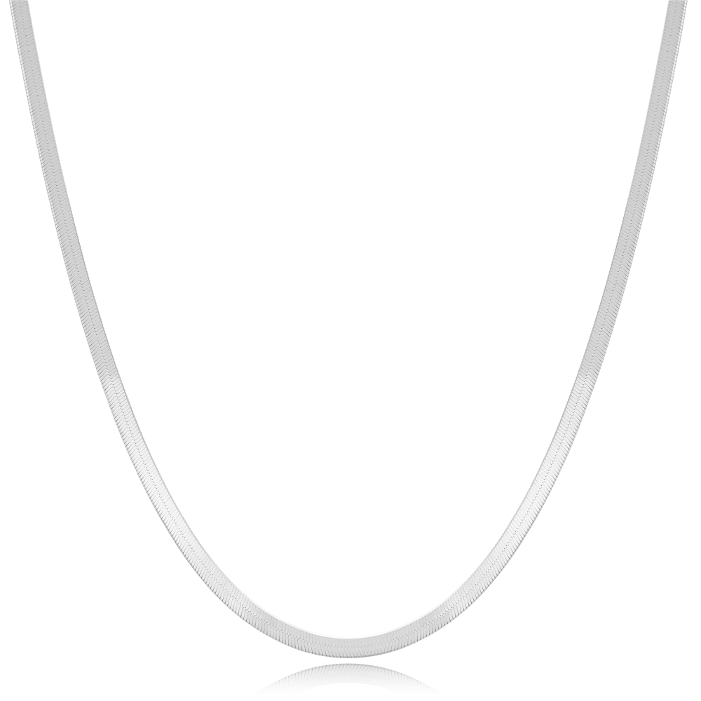 Trendy Italian Chain Rhodium Plated Chain Silver Necklace