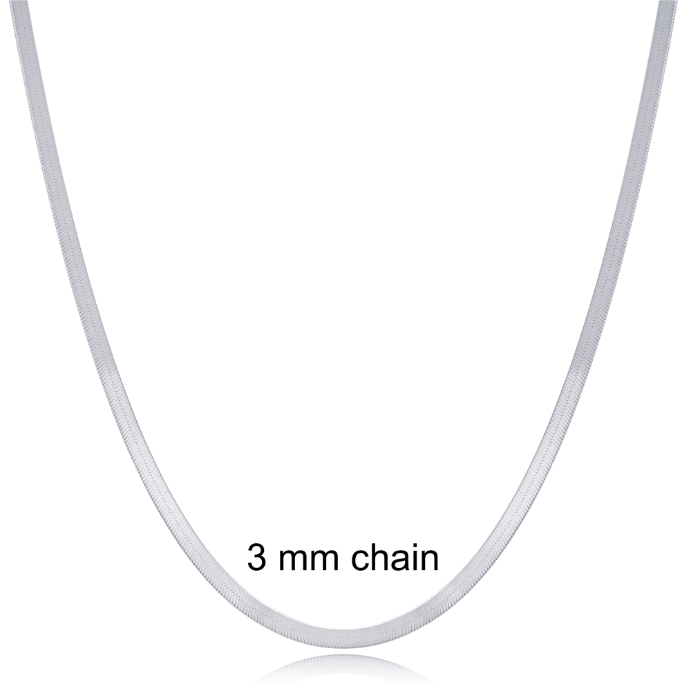 Trendy Italian Chain Rhodium Plated Chain Silver Necklace