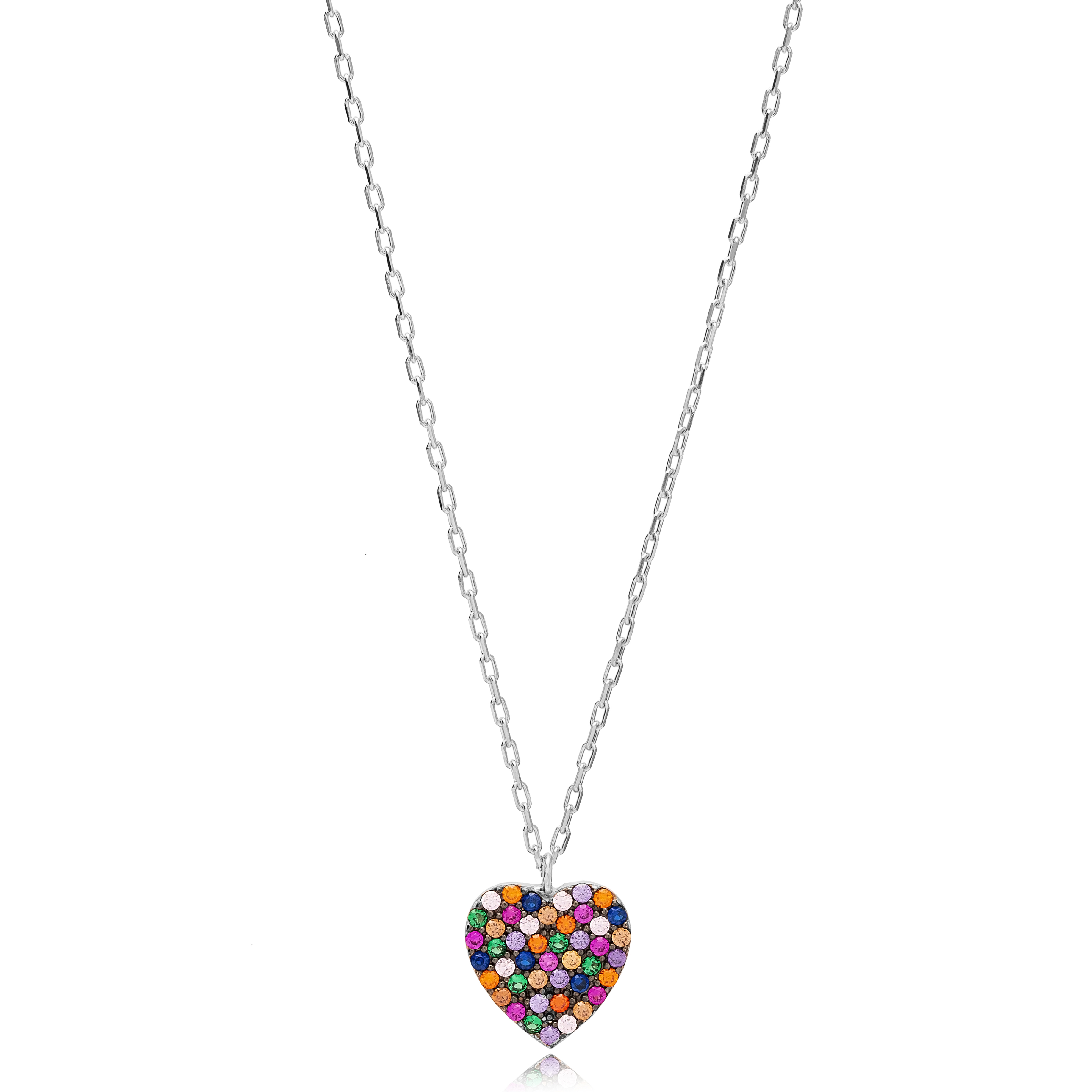 Mix Stone Heart Pendant In Turkish Wholesale 925 Sterling Silver