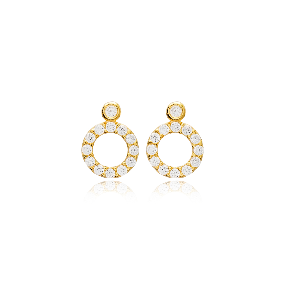 Tiny Round Geometric Shape Dainty Stud Earrings Wholesale Turkish 925 Sterling Silver Jewelry