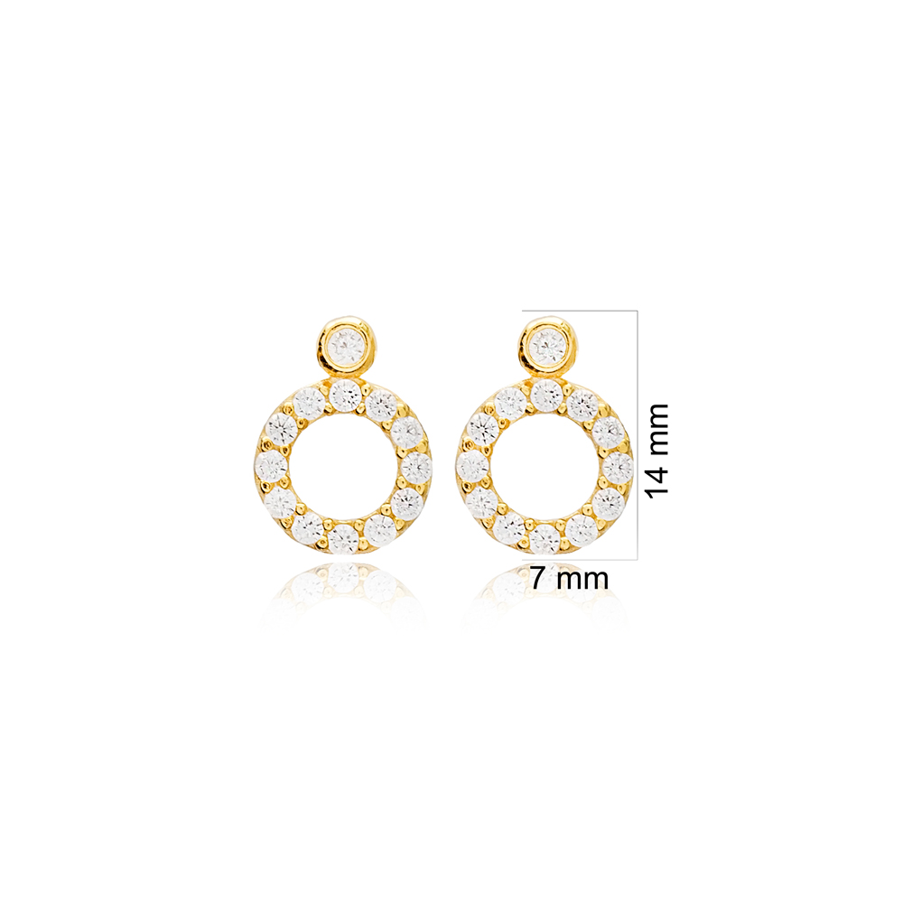 Tiny Round Geometric Shape Dainty Stud Earrings Wholesale Turkish 925 Sterling Silver Jewelry
