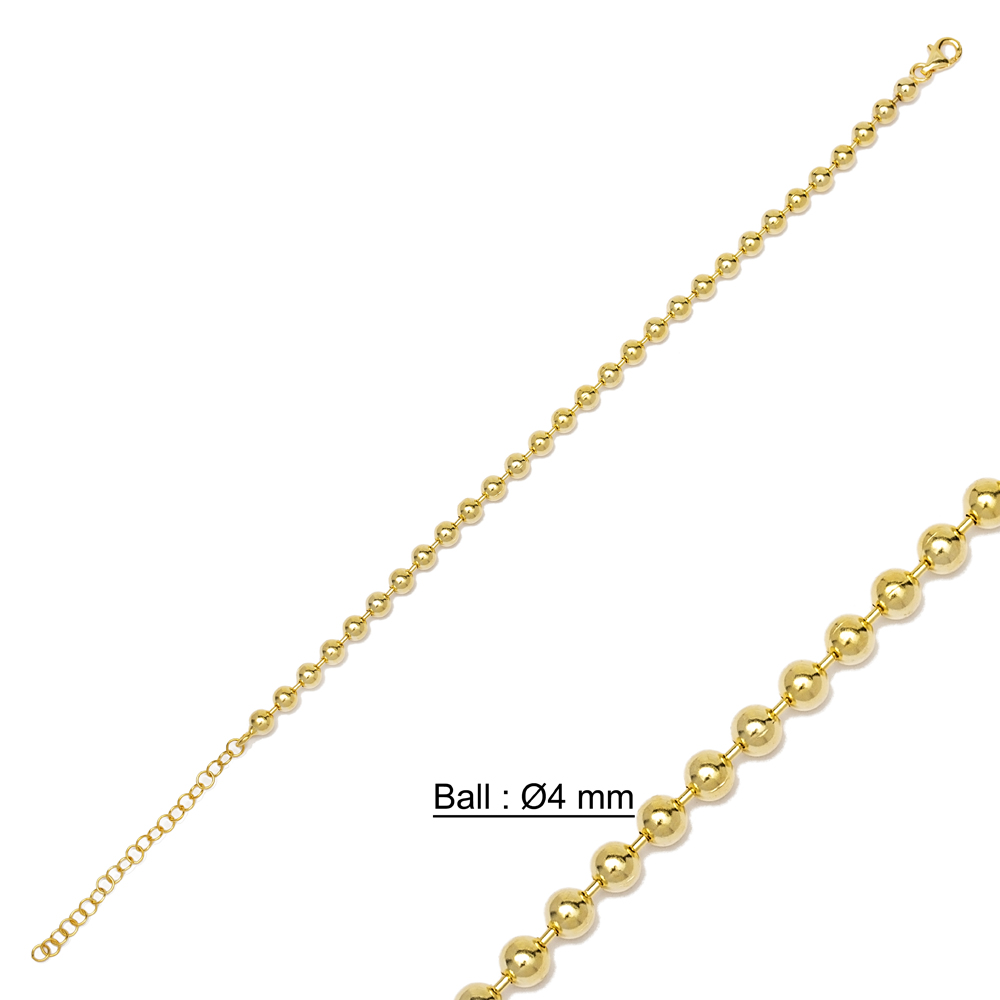 Elegant Beaded Chain 4 mm Ball Bracelet Wholesale 925 Sterling Silver For Woman Jewelry