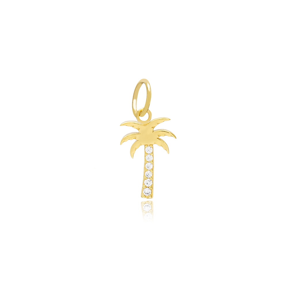 Palm Tree Design Jewelry With Hole Ø7 mm Wholesale Handmade Turkish 925 Silver Sterling Charm