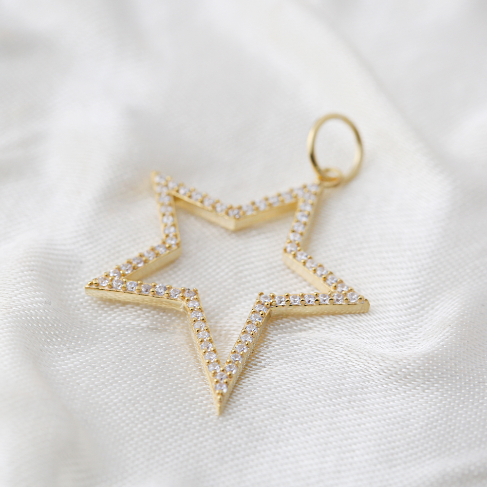Shiny Star Design Jewelry Wholesale Handcrafted Turkish 925 Silver Sterling Charm