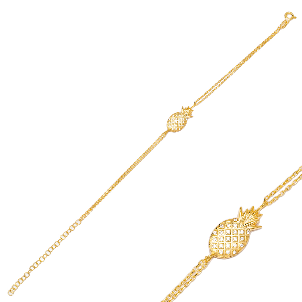 Elegant Pineapple Design Charm Bracelet Wholesale Handcrafted 925 Sterling Silver Jewelry