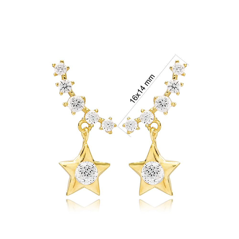 Chic Star Design Stud Earring Wholesale Handcrafted Turkish 925 Silver Sterling Jewelry