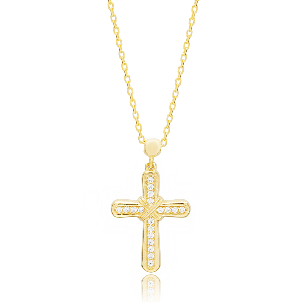 Stylish Cross Charm Necklace Wholesale Handmade 925 Sterling Silver For Ladies Religious Jewelry