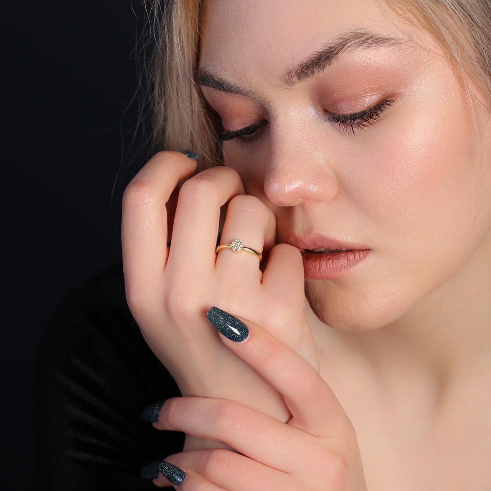 Tiny Round Geometric Style Popular Handmade Sterling Silver Women Adjustable Ring Jewelry