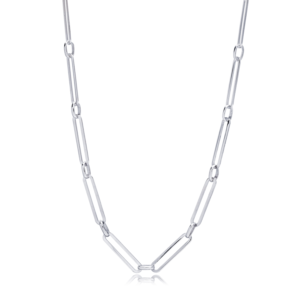 Rectangle Chain 40+5 cm Dainty 925 Sterling Handcrafted Turkish Jewelry