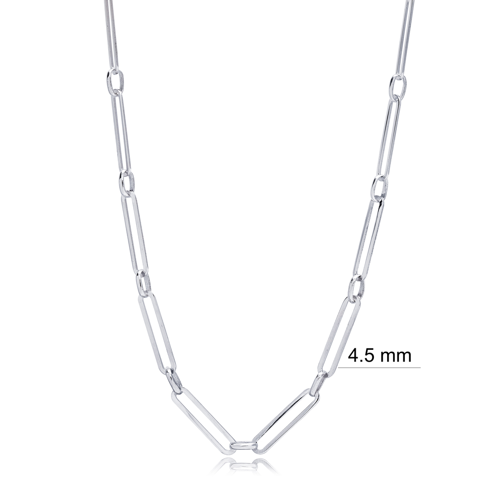 Rectangle Chain 40+5 cm Dainty 925 Sterling Handcrafted Turkish Jewelry
