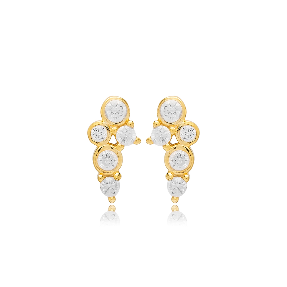 Minimalist Style Dainty Shiny Zircon Stone Wholesale Turkish Handmade Stud Earrings