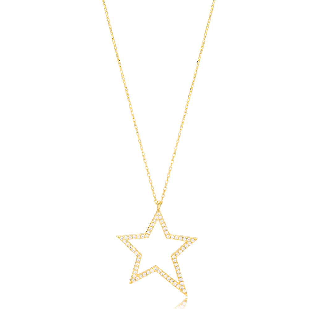 Hollow Star Unique Shape Charm Necklace Pendant Wholesale 925 Sterling Silver Jewellery