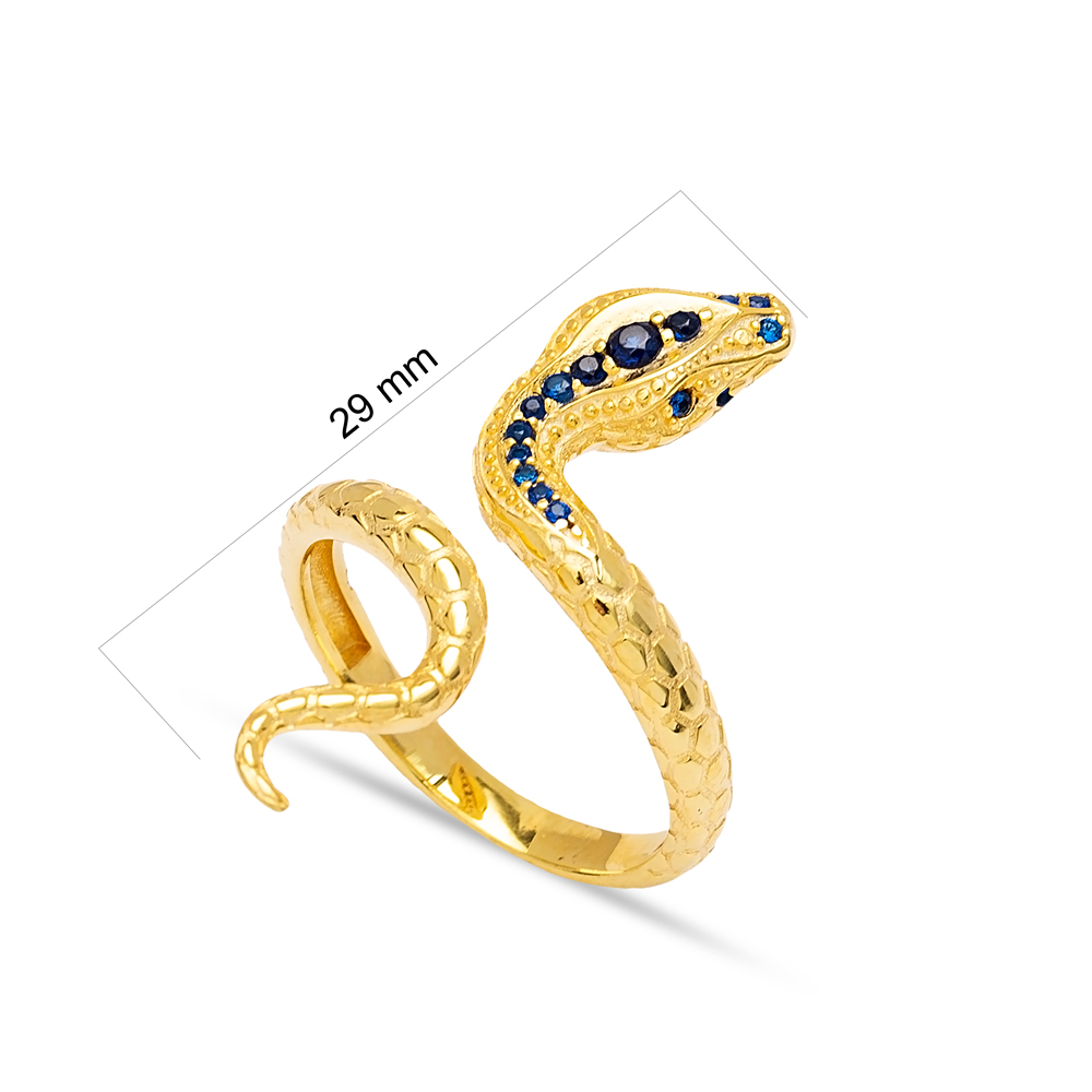 Sapphire Stone Elegant Snake Design Women Ring Wholesale Turkish 925 Sterling Silver Jewelry