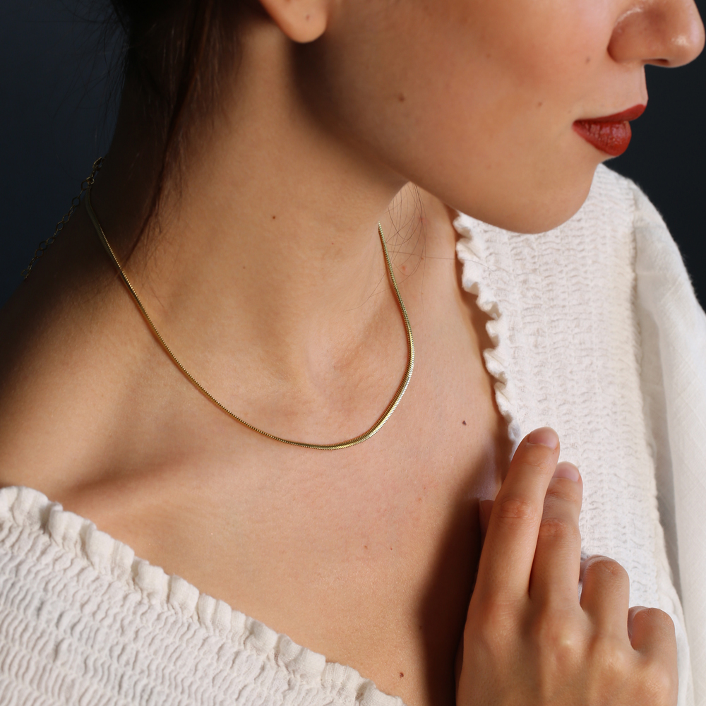 Herringbone Design Elegant Flat Italian Chain Necklaces Wholesale Turkish Handcrafted 925 Sterling Silver Jewelry