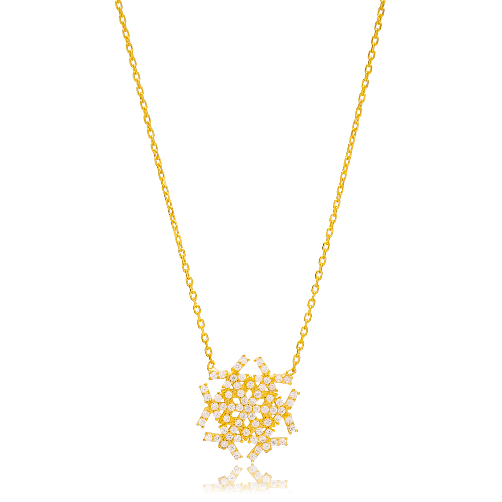 Elegant Snowflake Design Jewelry 925 Sterling Silver Handmade Wholesale Pendant Necklace