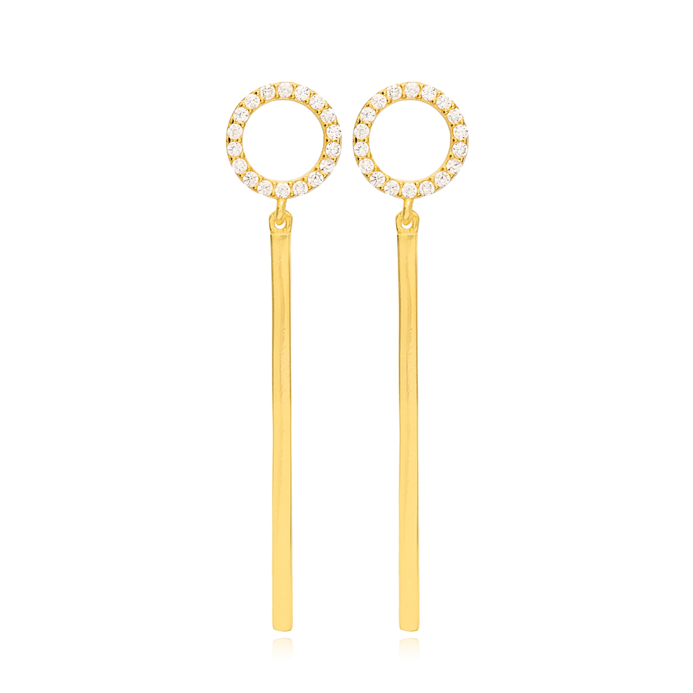 Round Hollow Stud Earring Plain Stick Design 925 Sterling Silver Wholesale Trendy Jewelry