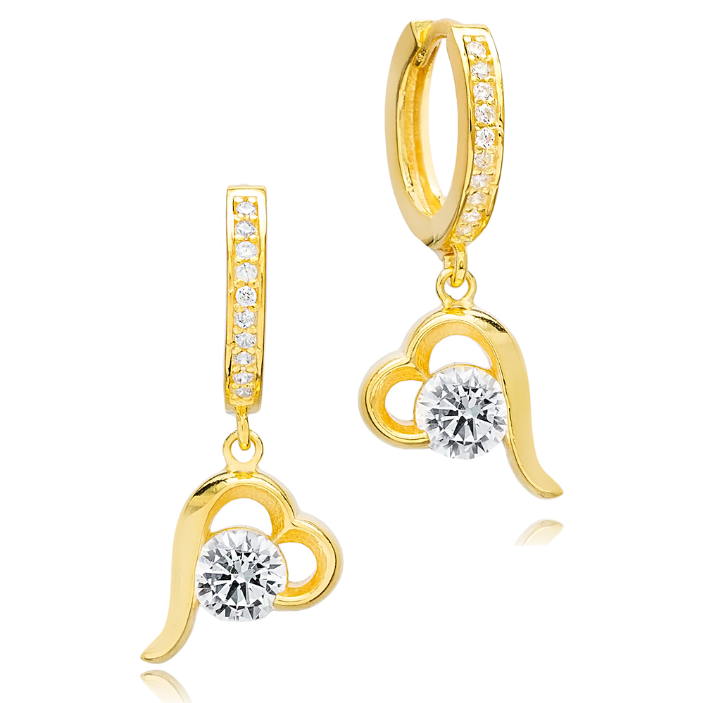 Unique Heart Style Daint Dangle Earrings Wholesale Turkish Handmade 925 Sterling Silver Jewelry