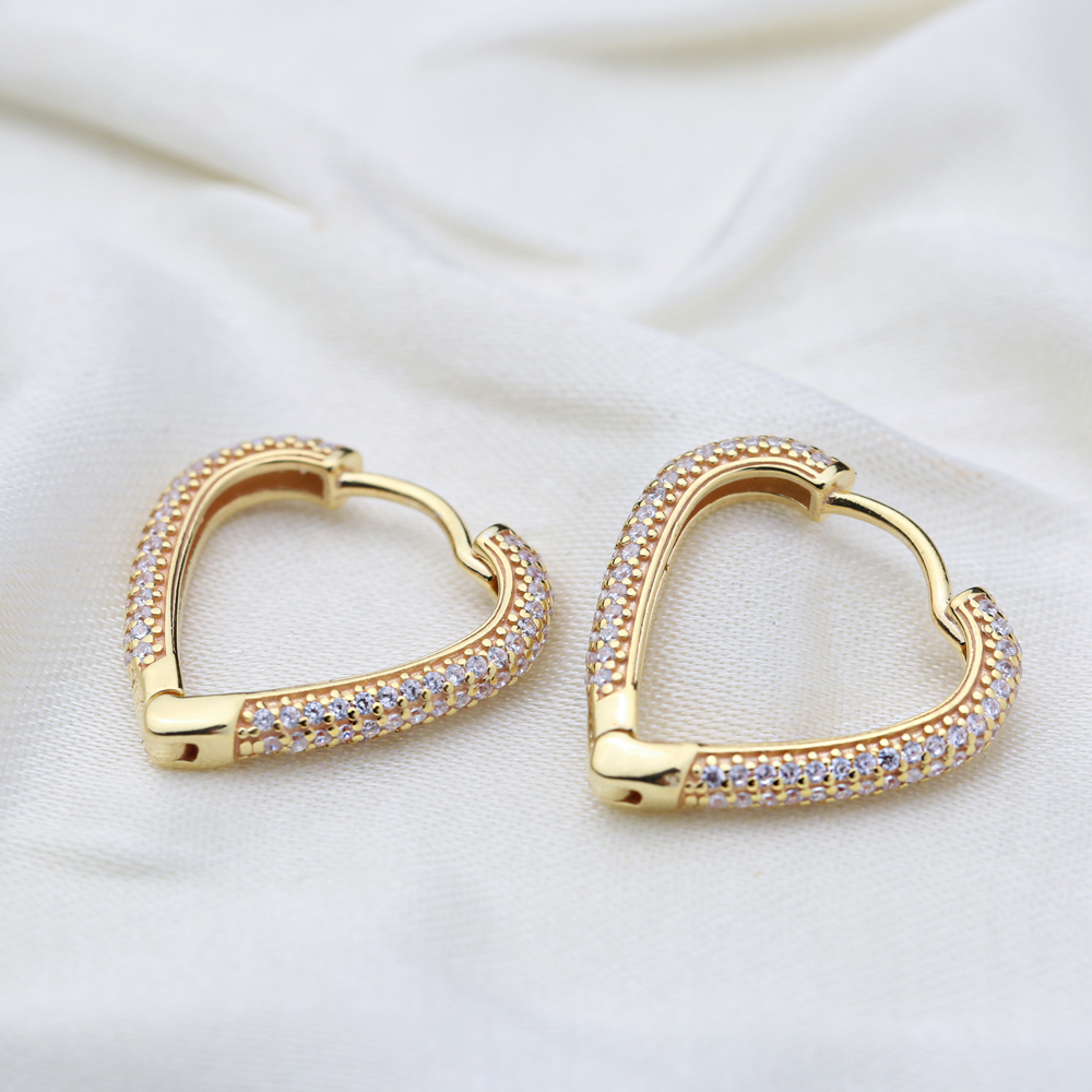 Dainty Heart Design Stylish Hoop Earrings Turkish Wholesale 925 Sterling Silver Jewelry