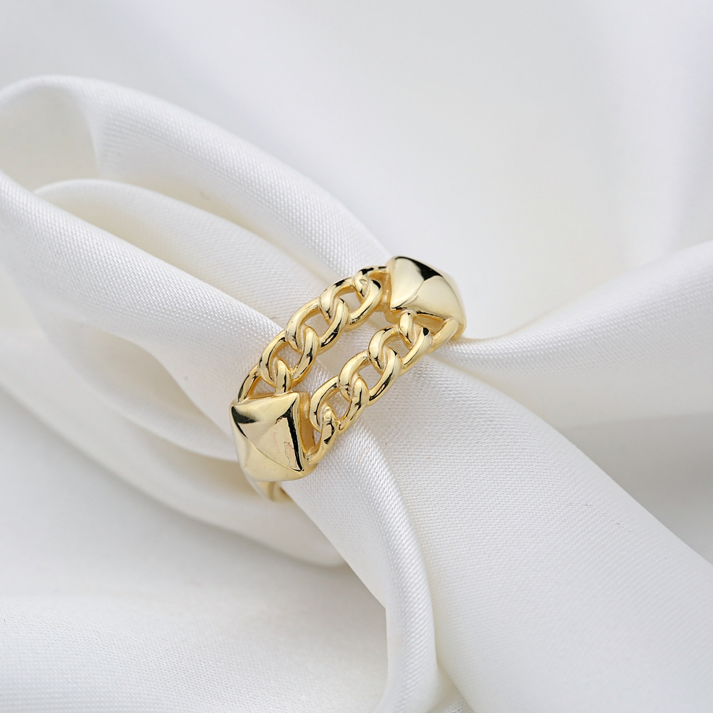 Unique Model Trendy Braid Design Chain Geometric Ring 925 Sterling Silver Turkish Jewelry