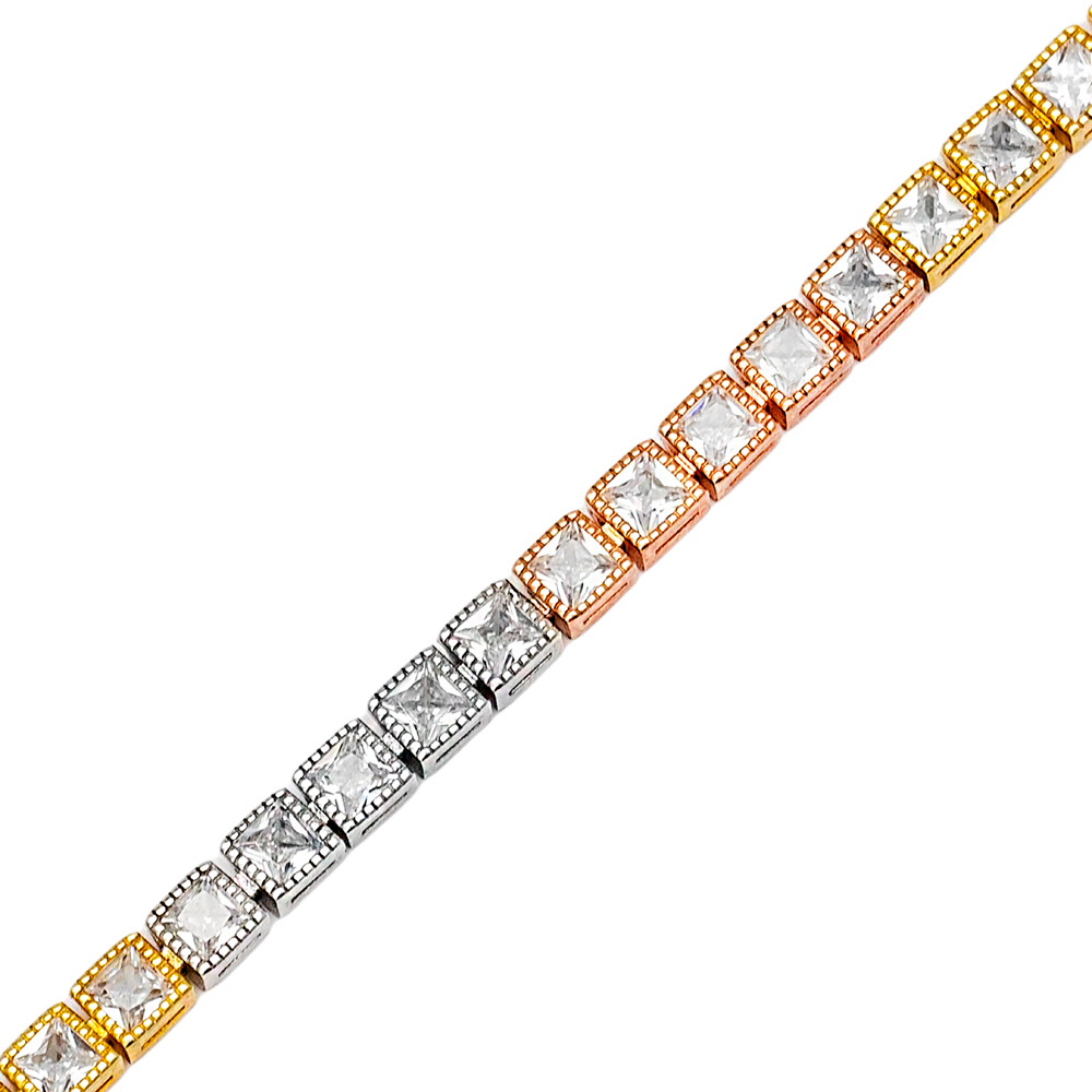 Mix Plated CZ Stone Dainty Tennis Women Bracelet Handcrafted 925 Sterling Silver Jewelry