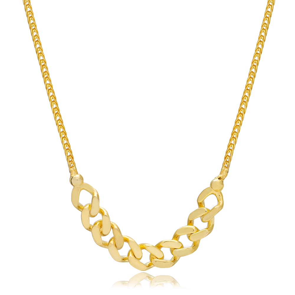 Trendy Chic Chain Plain Design Choker Necklace 925 Sterling Silver Handmade Women Jewelry