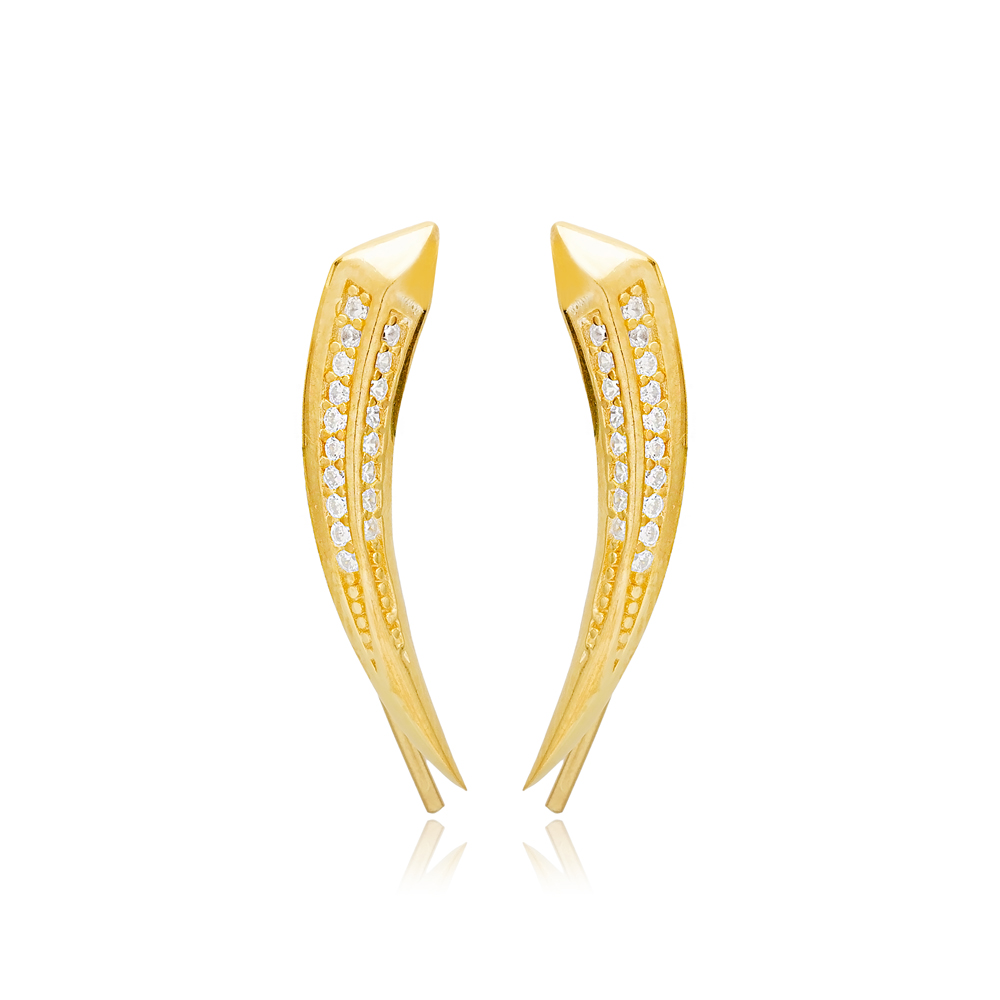 New Trend Dainty Ear Cuff Zircon Stone Earring Turkish Wholesale Handmade 925 Sterling Silver Jewelry