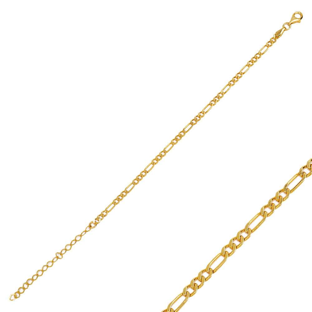 Popular Design Figaro Chain Bracelet Wholesale Turkish 925 Sterling Silver Jewelry