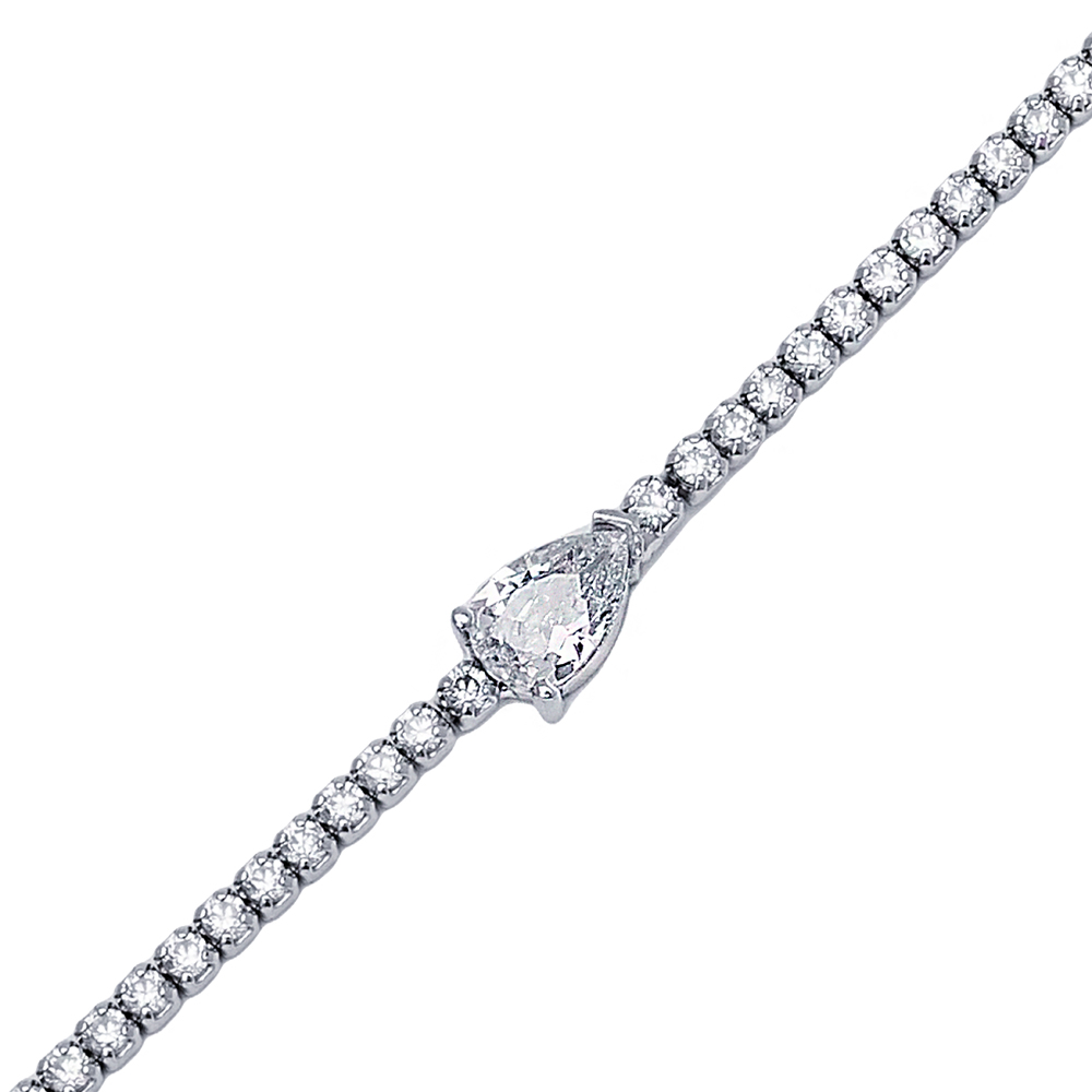Pear Drop Charm Elegant Tennis Bracelet Turkish Wholesale 925 Sterling Silver Jewelry